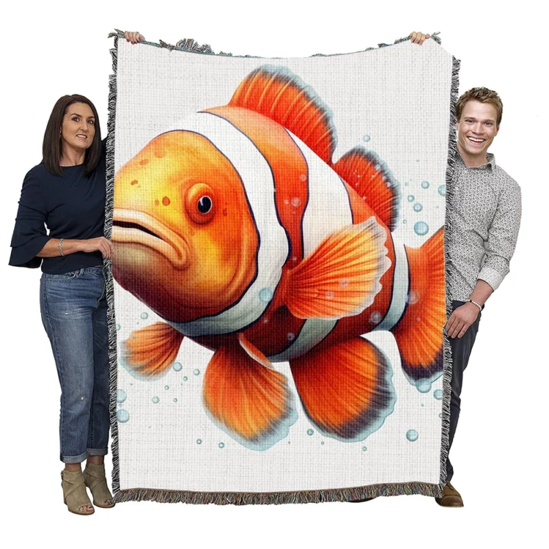 Red and White Clownfish Woven Blanket