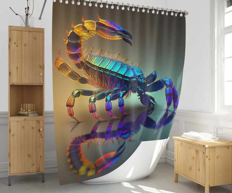 Reflective Scorpion Artwork Shower Curtain 1