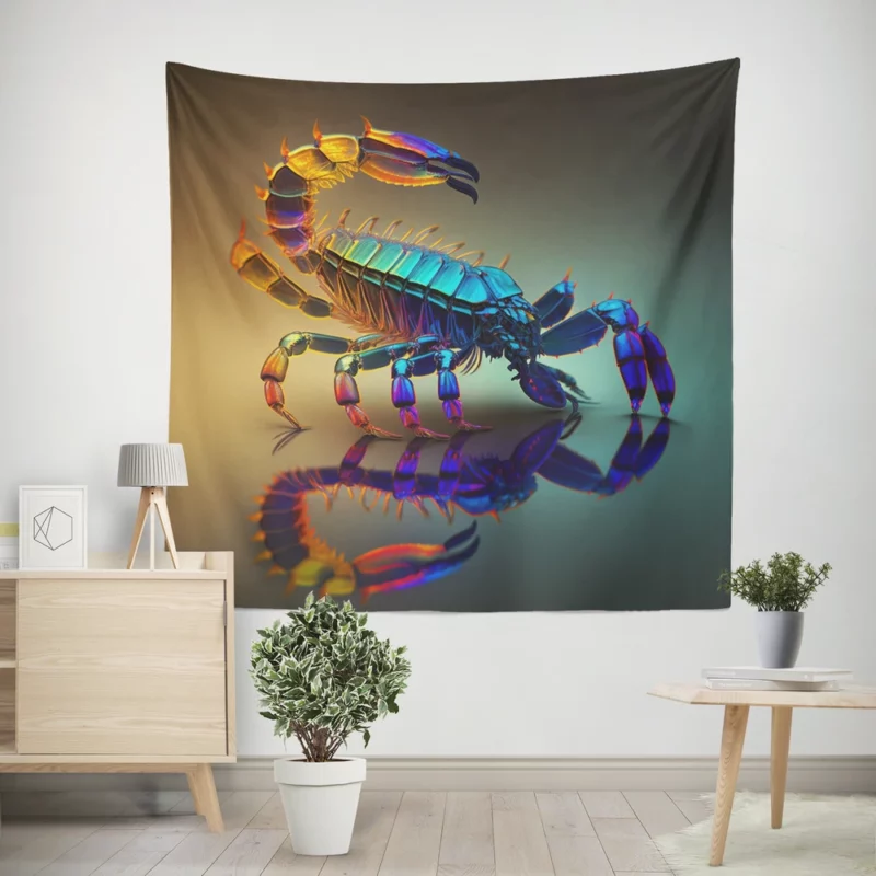 Reflective Scorpion Artwork Wall Tapestry