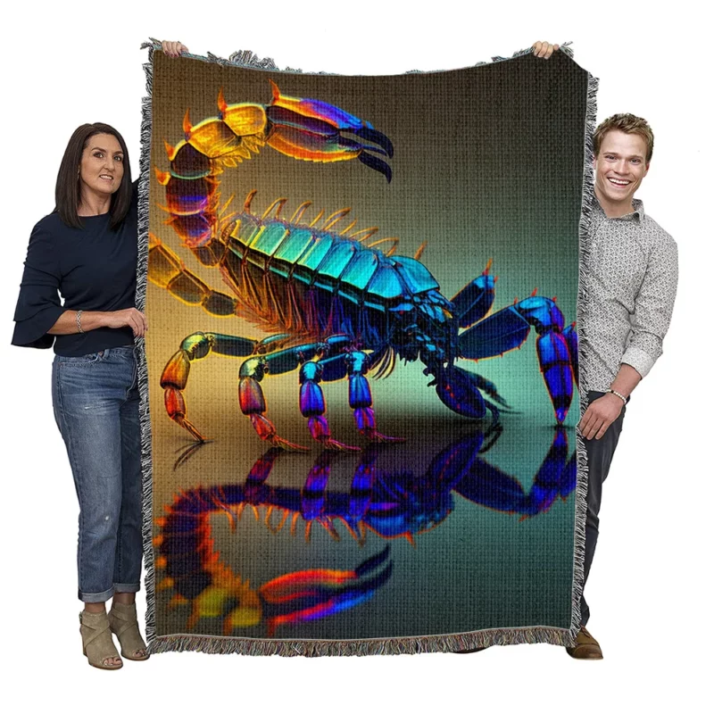 Reflective Scorpion Artwork Woven Blanket