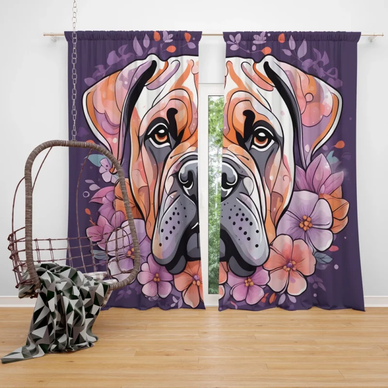 Regal Bullmastiff Gaze Furry Sentinel Curtain