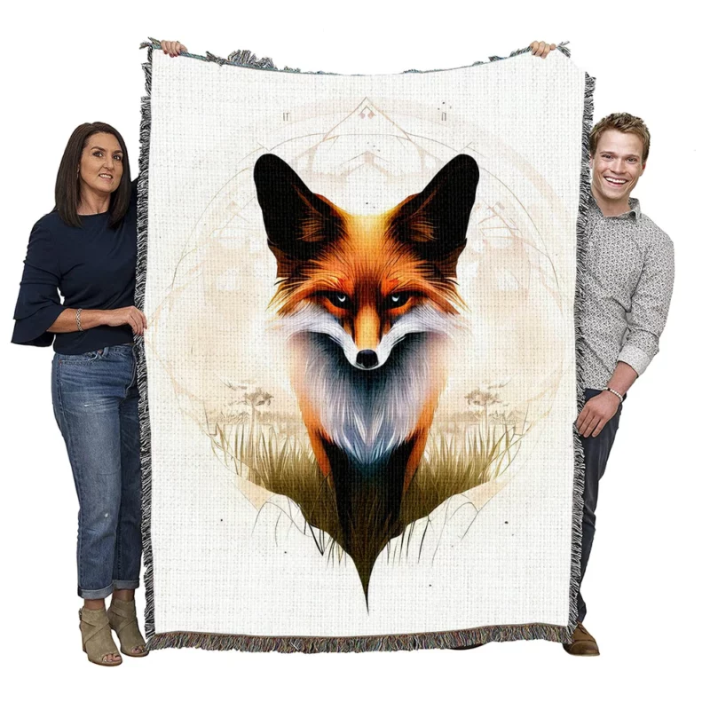 Regal Fox Vector Art Woven Blanket