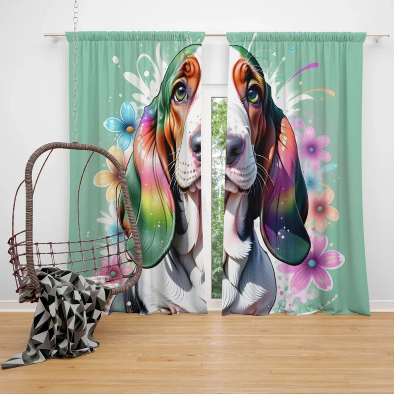 Relaxed Basset Hound Majesty Dog Presence Curtain