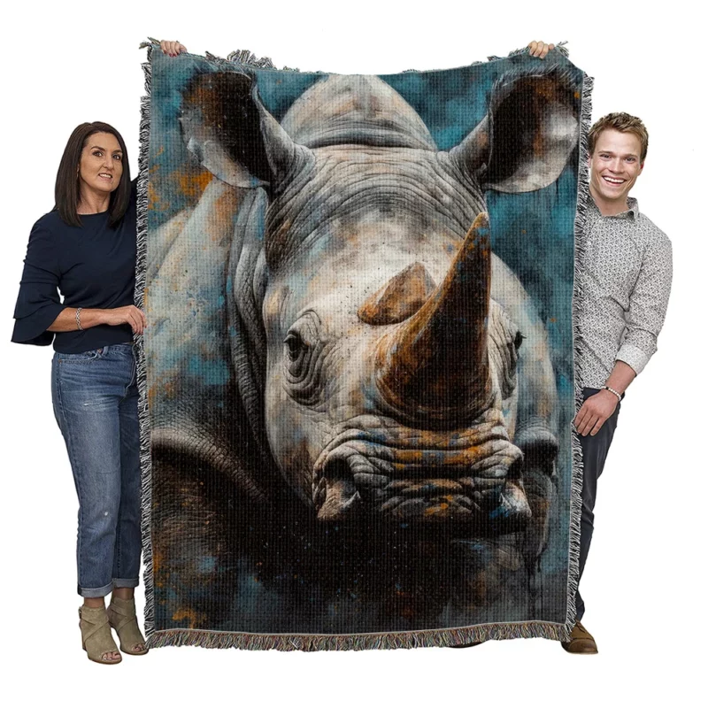 Rhino Photography Woven Blanket