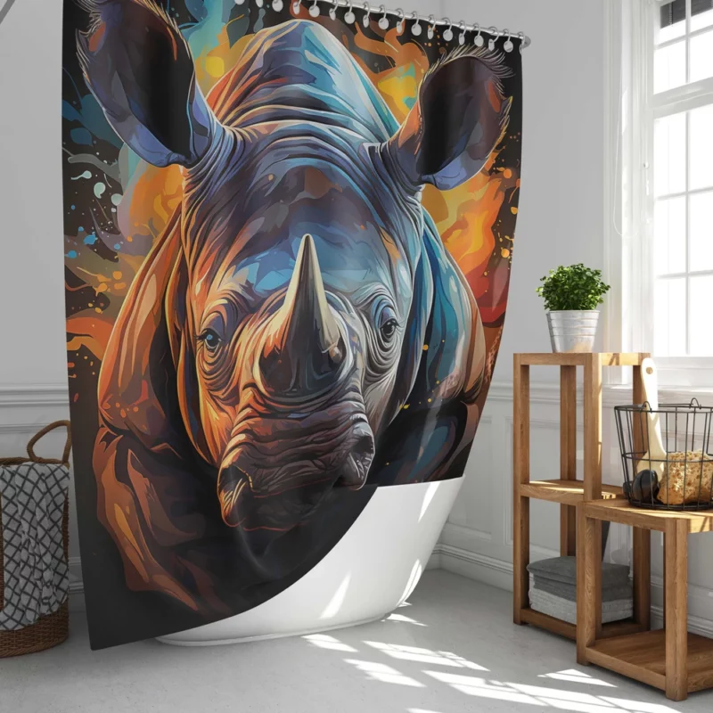 Rhino Silhouette Artwork Shower Curtain