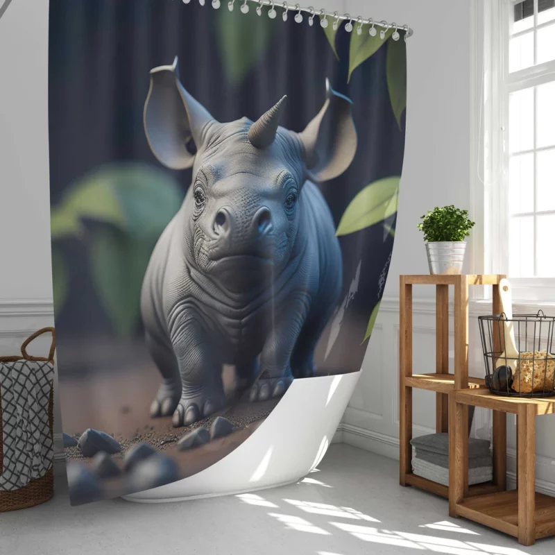 Rhino Statue Artwork Shower Curtain