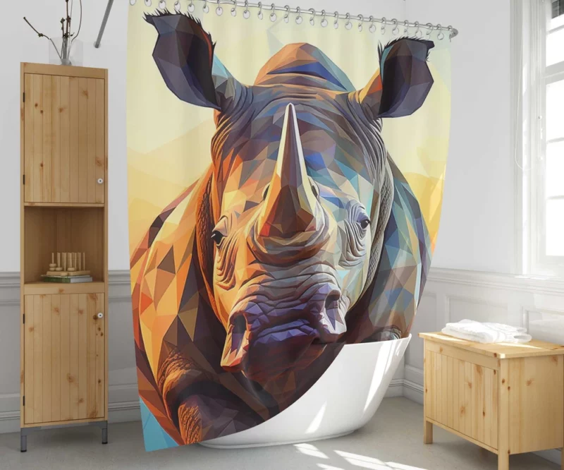 Rhino With Colorful Background Shower Curtain 1