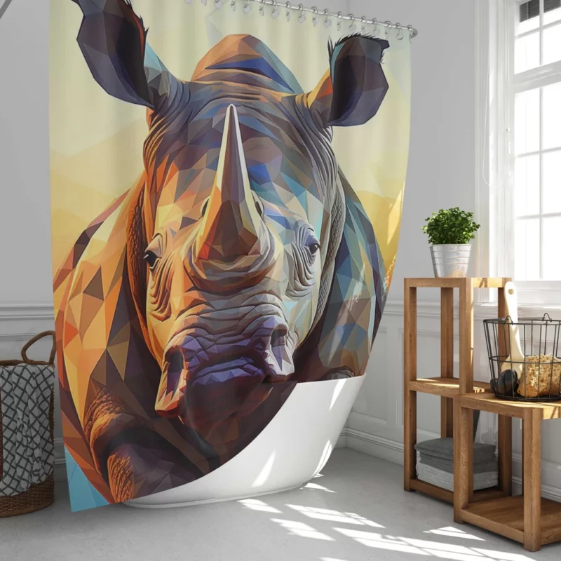 Rhino With Colorful Background Shower Curtain