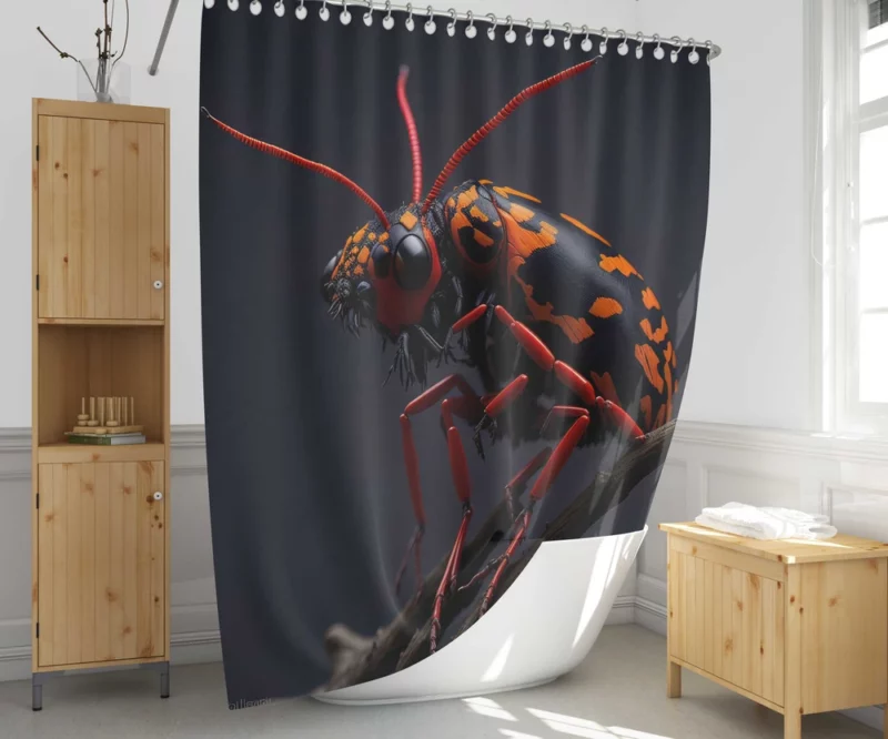 Rhinoceros Beetle With Label Shower Curtain 1
