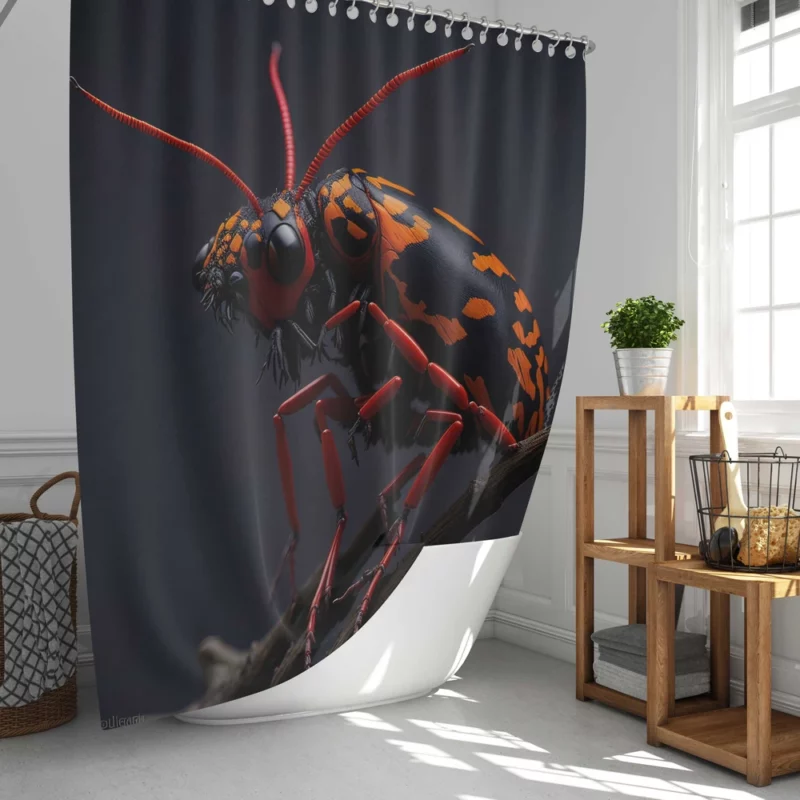 Rhinoceros Beetle With Label Shower Curtain