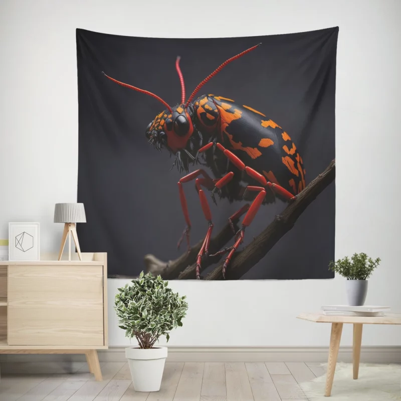 Rhinoceros Beetle With Label Wall Tapestry