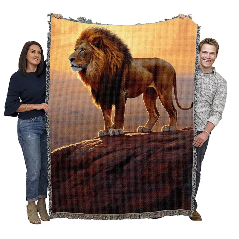 Roaring Lion at Sunset Woven Blanket