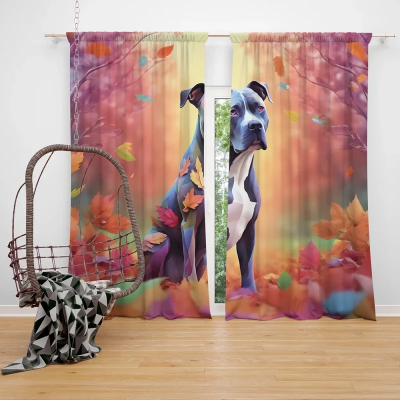 Robust American Staffordshire Terrier Dog Curtain