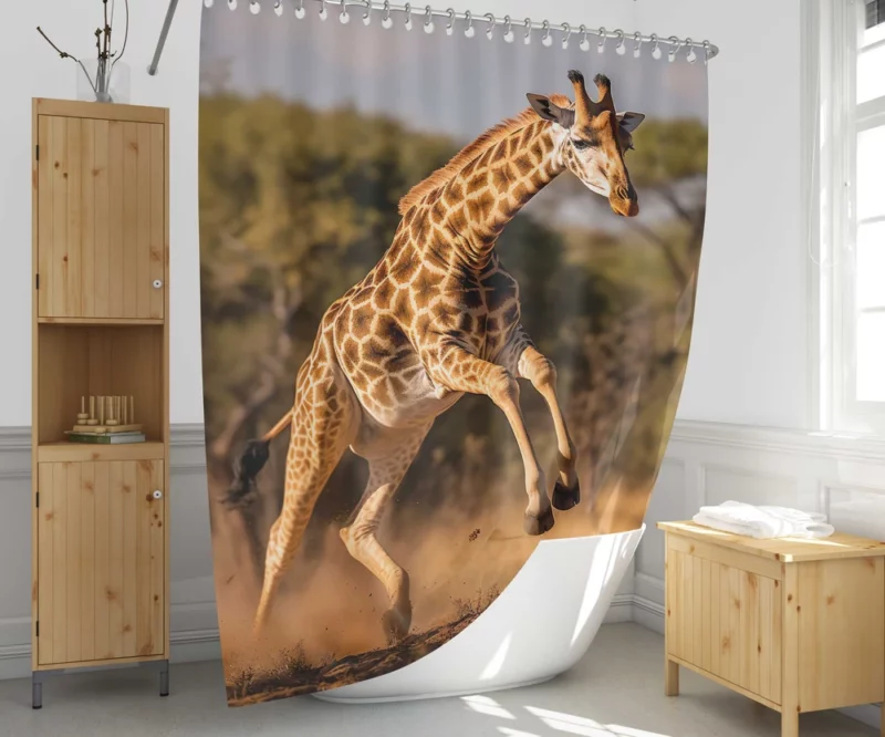 Running Giraffe Shower Curtain 1