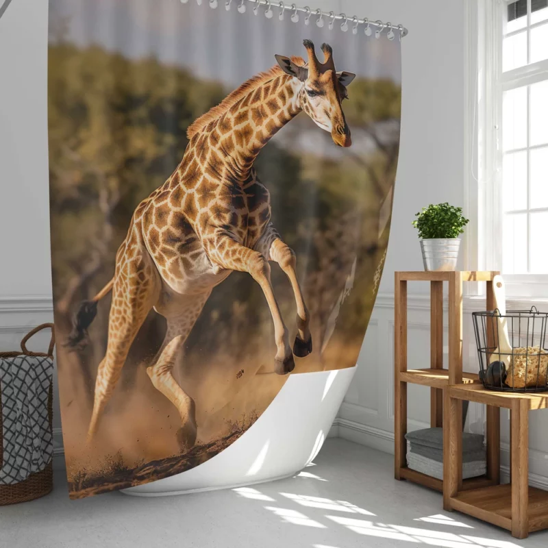 Running Giraffe Shower Curtain