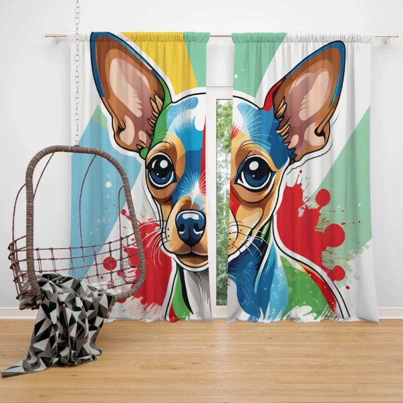 Russian Toy Terrier Joy The Playful Dog Curtain