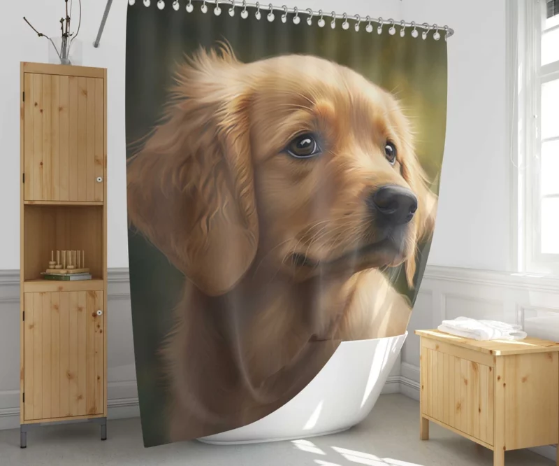 Sad Golden Retriever Painting Shower Curtain 1