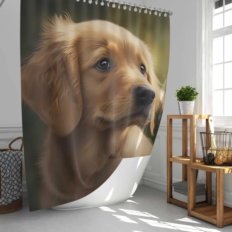 Sad Golden Retriever Painting Shower Curtain