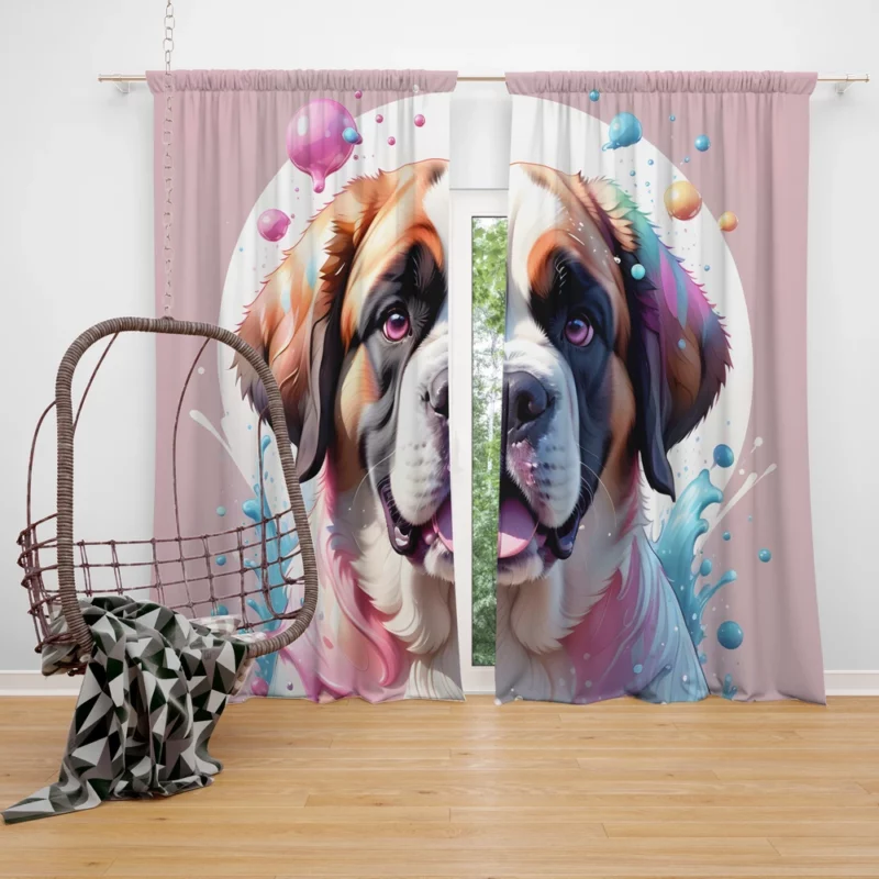 Saint Bernard Dog Companion Curtain