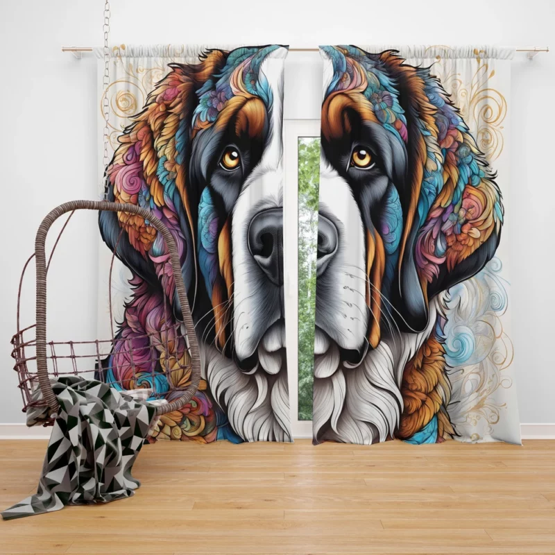 Saint Bernard Elegance Faithful Dog Curtain