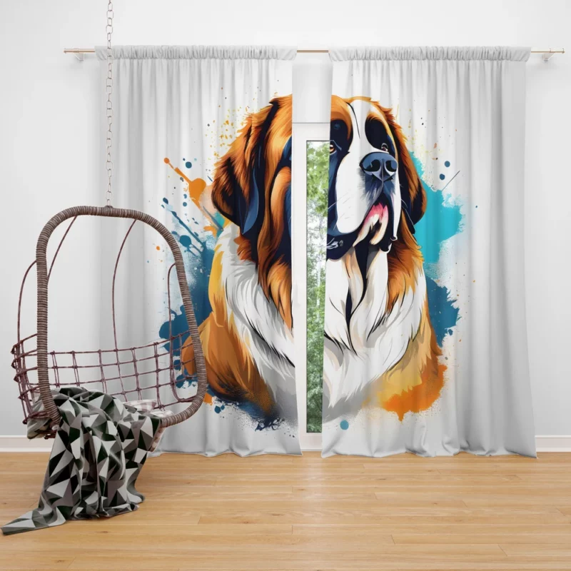 Saint Bernard Joy The Playful Dog Curtain