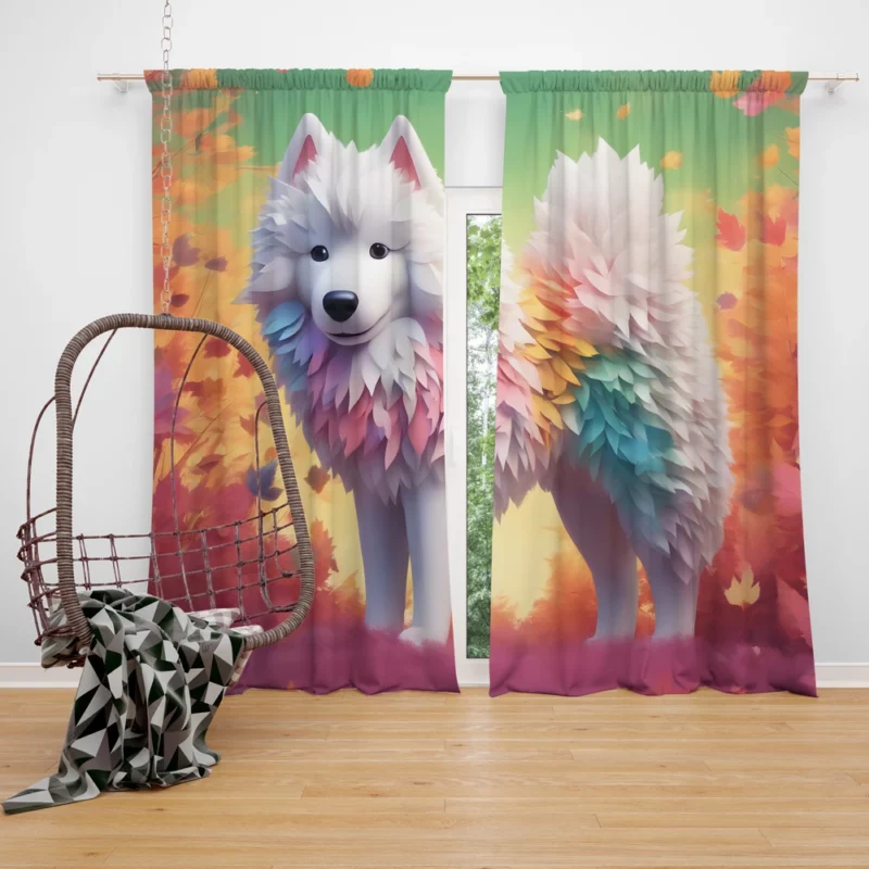 Samoyed Fluffy Arctic Companion Dog Curtain