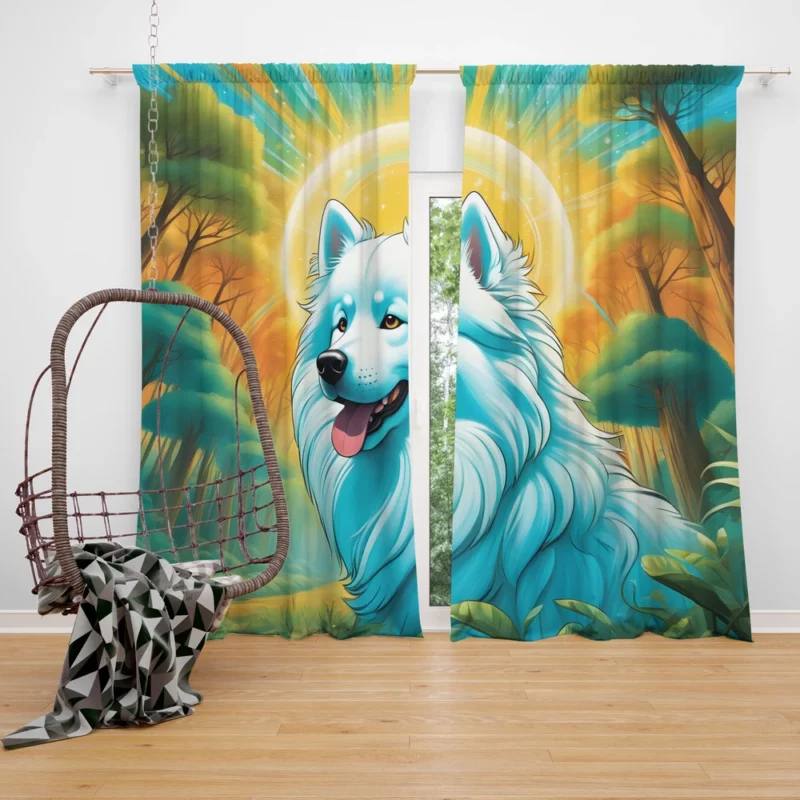 Samoyed Joy The Playful Dog Curtain