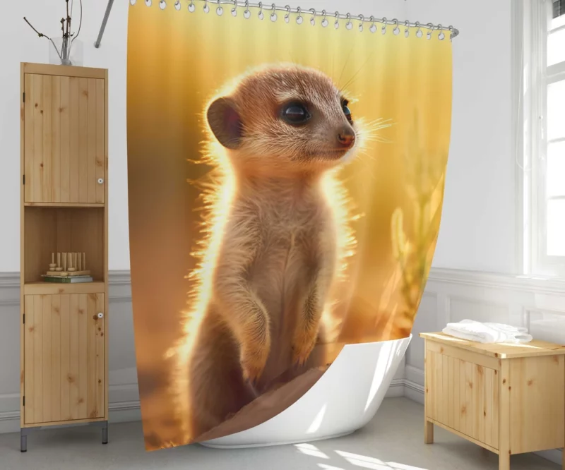 Sandy Stand Meerkat Cub Shower Curtain 1