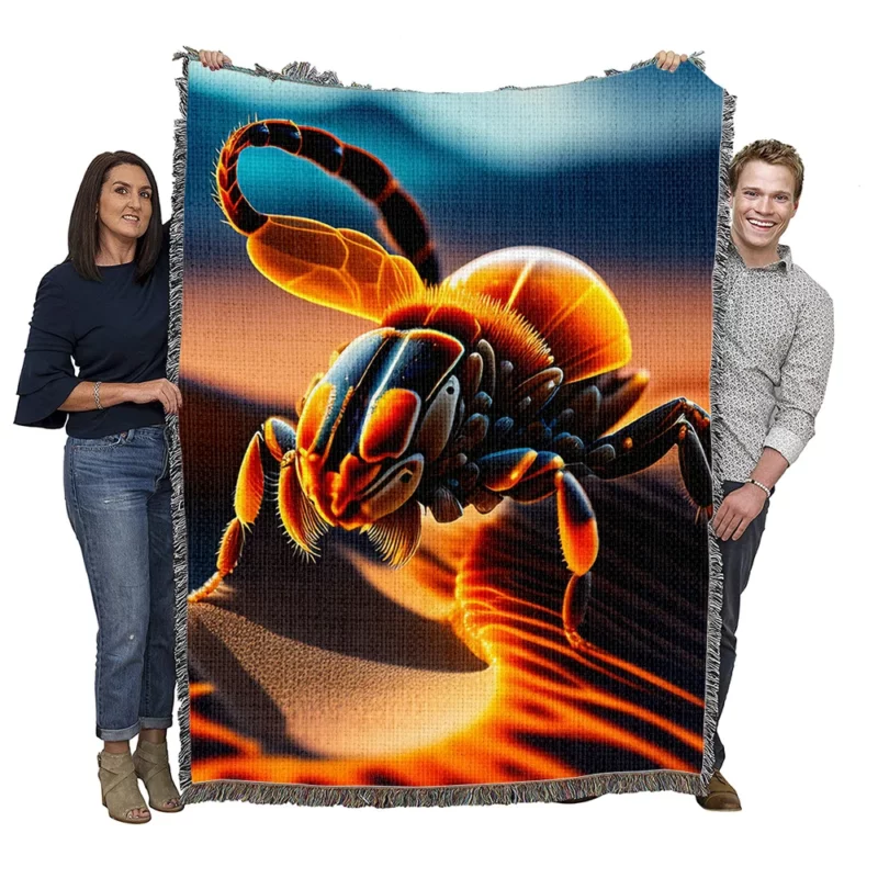 Scorpion in the Desert Woven Blanket