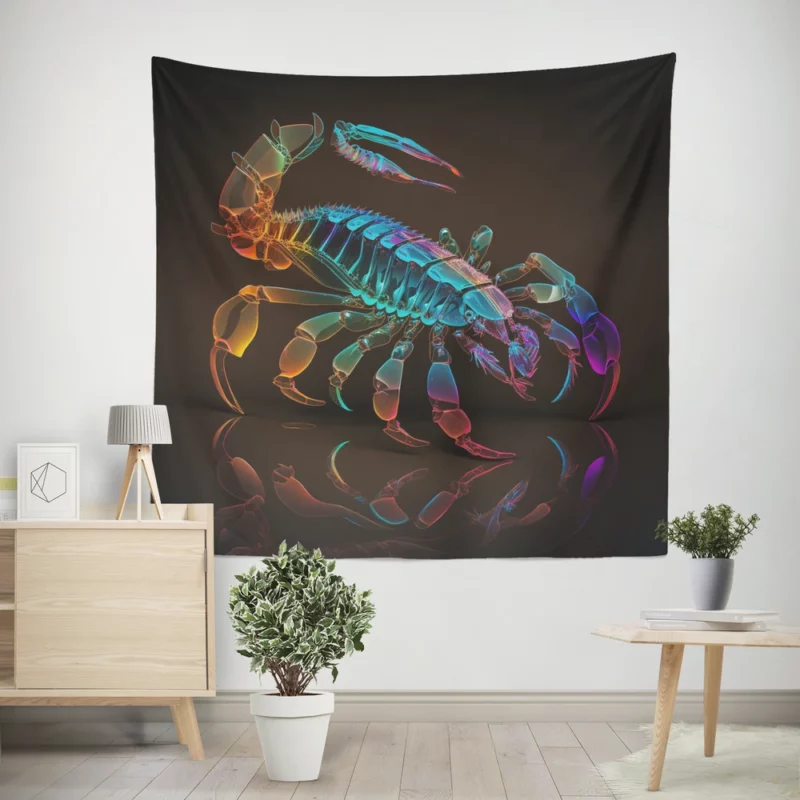 Scorpion on Dark Background Wall Tapestry