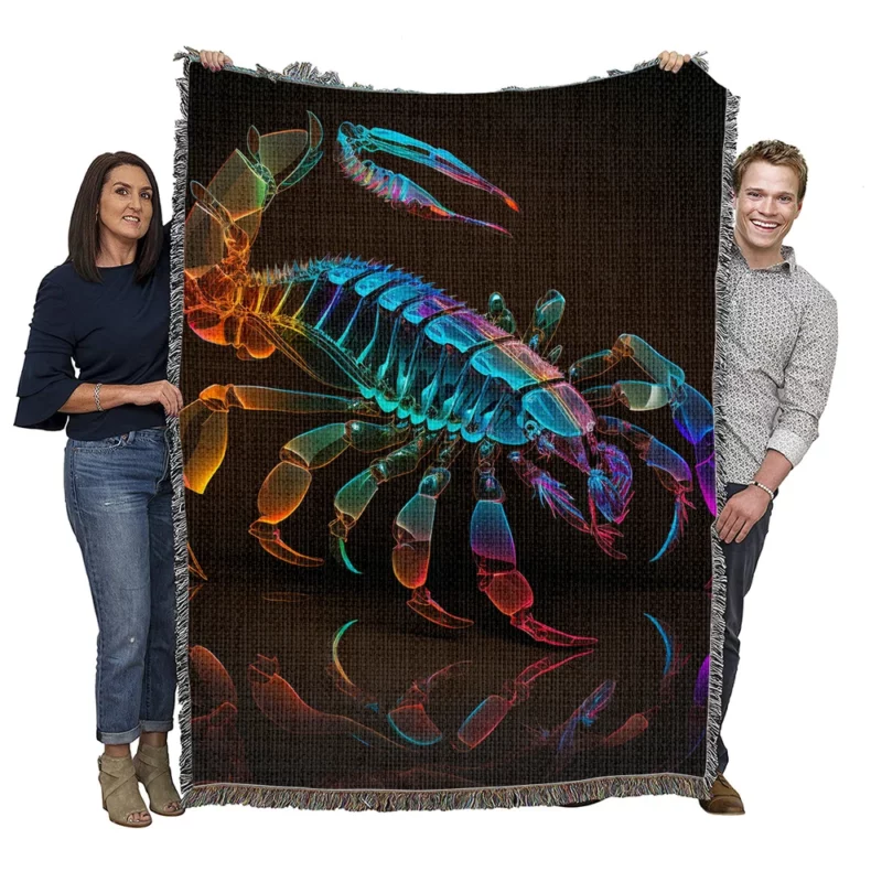 Scorpion on Dark Background Woven Blanket