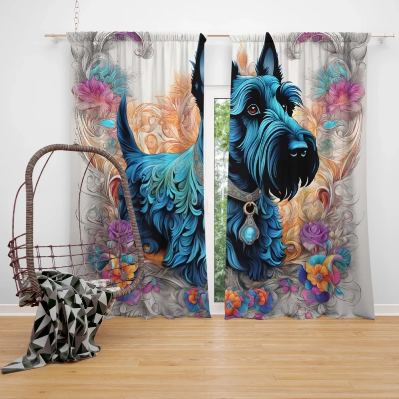 Scottish Terrier Joy Playful Dog Curtain