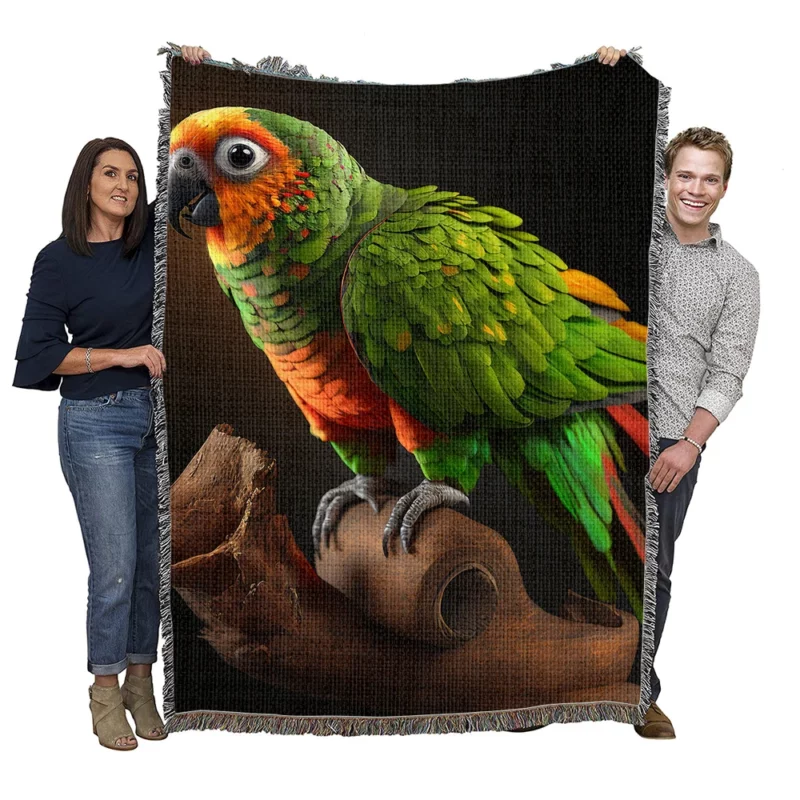 Screaming Sun Conures Nature Palette Woven Blanket