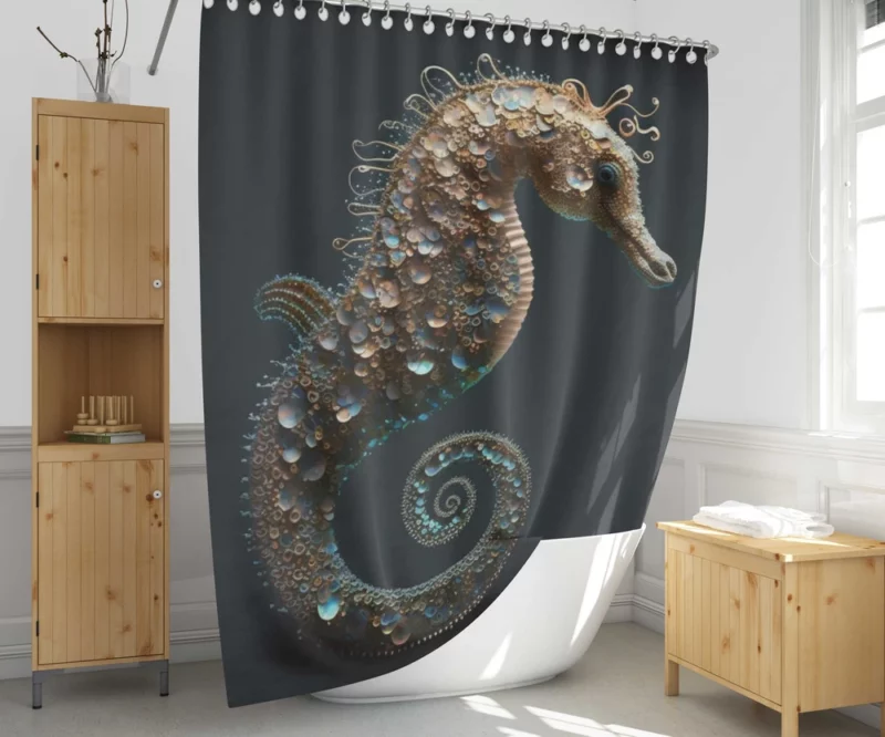 Seahorse With Blue Shell Shower Curtain 1