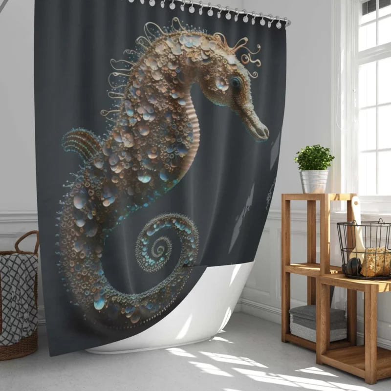 Seahorse With Blue Shell Shower Curtain