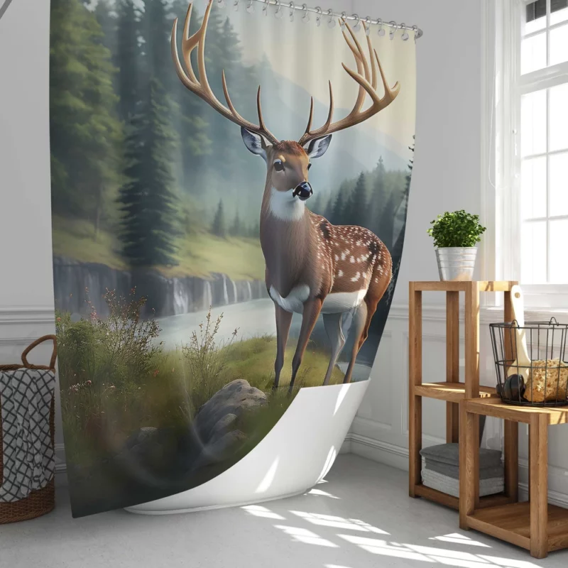 Serene Deer in Nature Shower Curtain