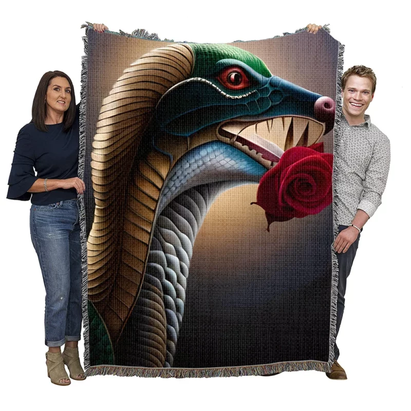 Serpent and Rose Woven Blanket