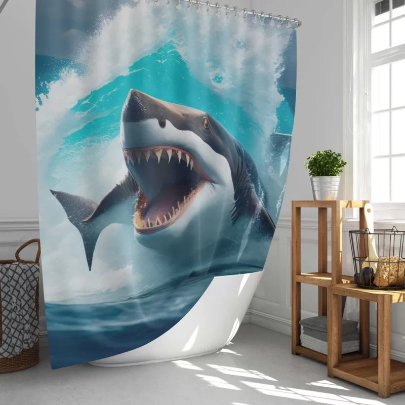 Shark Swimming with Mouth Wide Open Shower Curtain