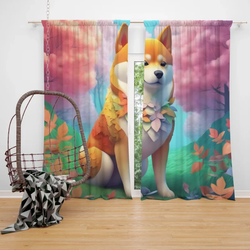 Shiba Inu Spirited Japanese Companion Curtain