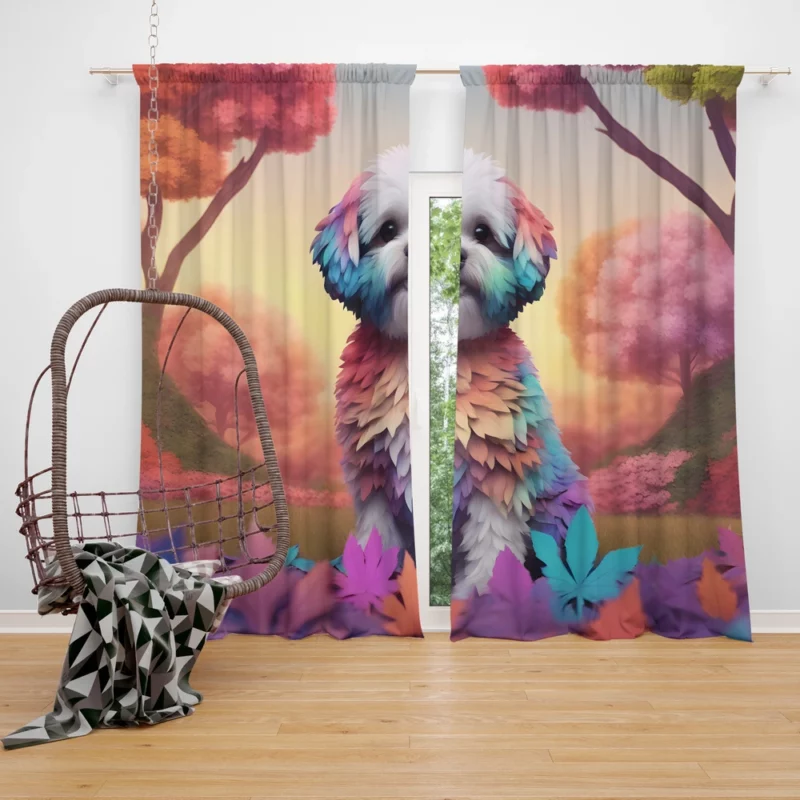 Shih-Poo Playful Hybrid Companion Dog Curtain