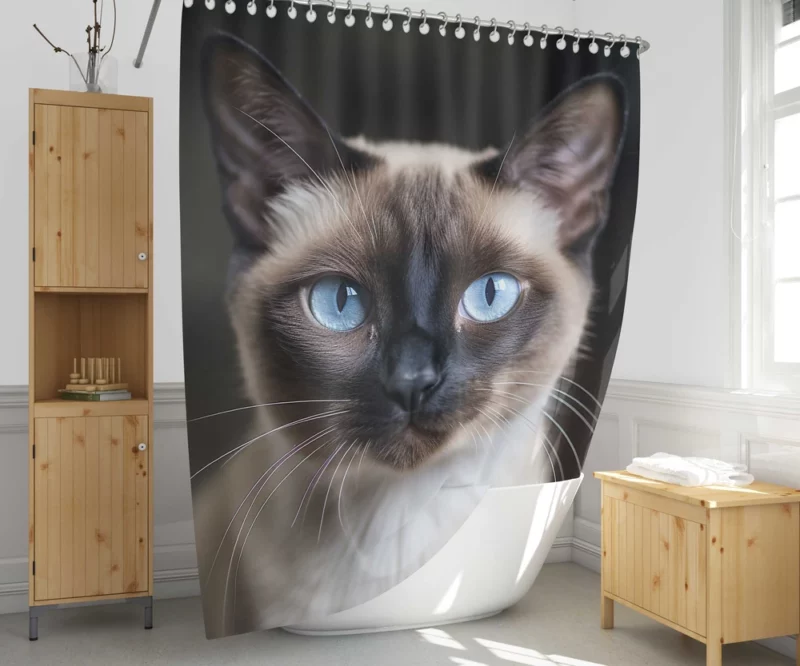 Siamese Cat AI Generation Shower Curtain 1