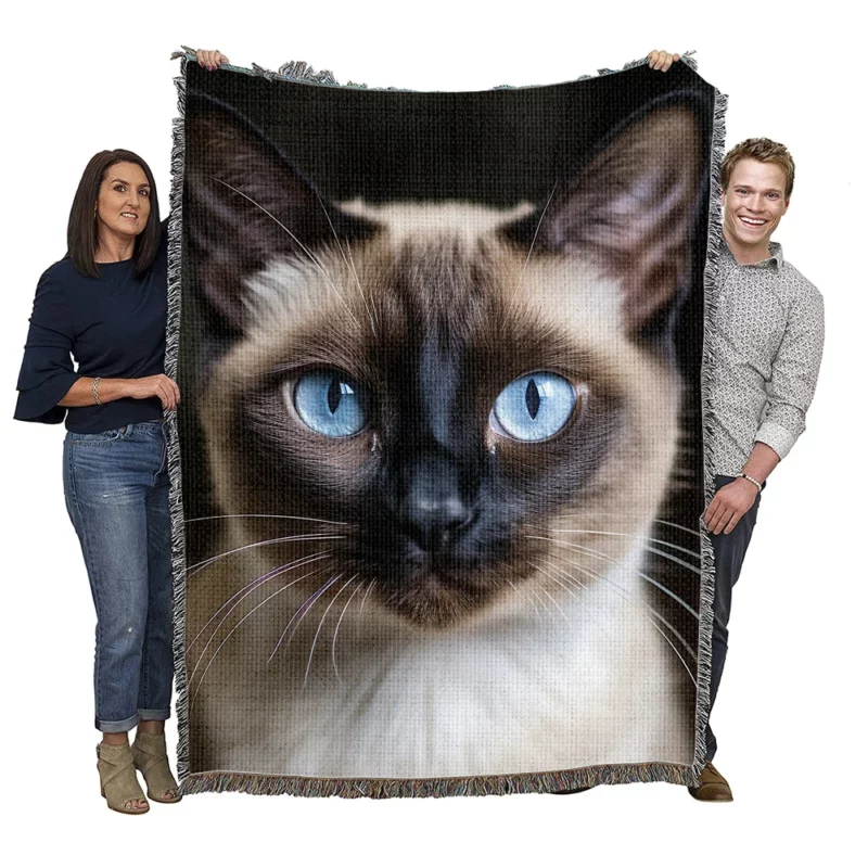 Siamese Cat AI Generation Woven Blanket