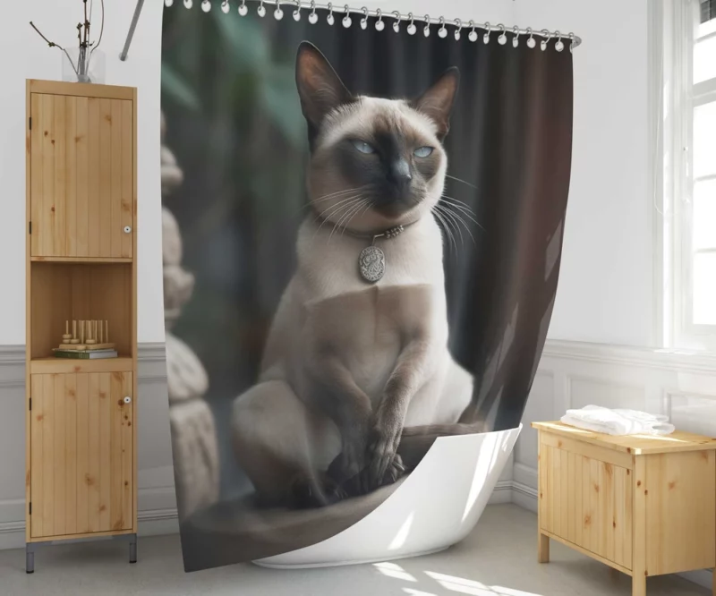 Siamese Cat Meditating Shower Curtain 1