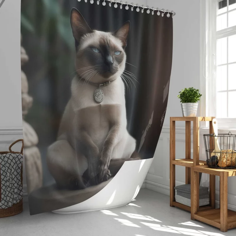 Siamese Cat Meditating Shower Curtain