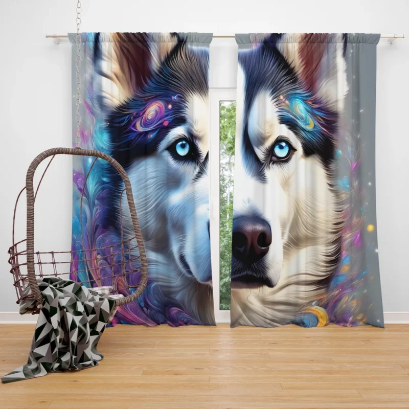 Siberian Husky Beauty Elegant Dog Curtain