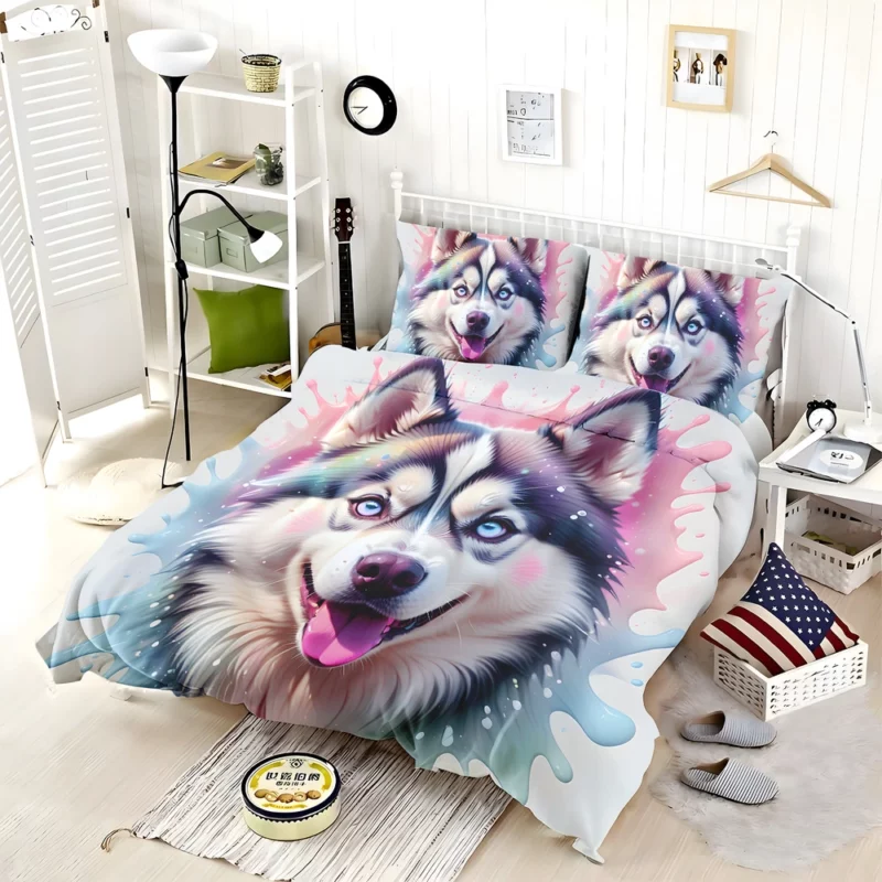 Siberian Husky Energetic Arctic Companion Bedding Set