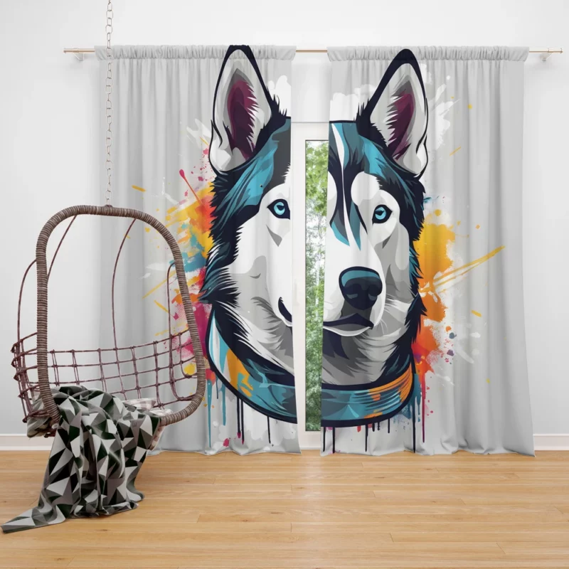 Siberian Husky Joy Playful Companion Curtain