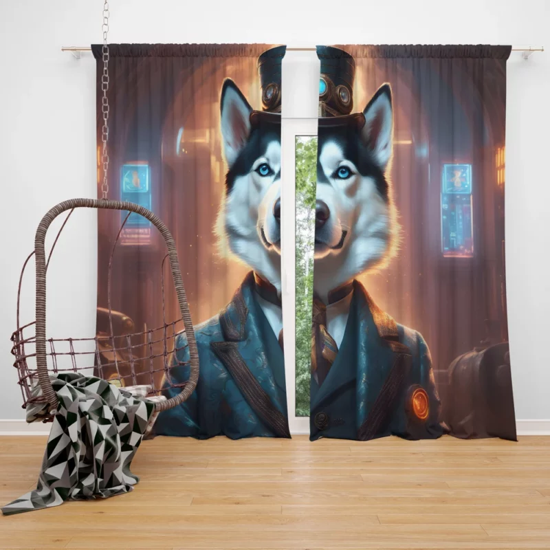 Siberian Husky Majesty Arctic Dog Curtain