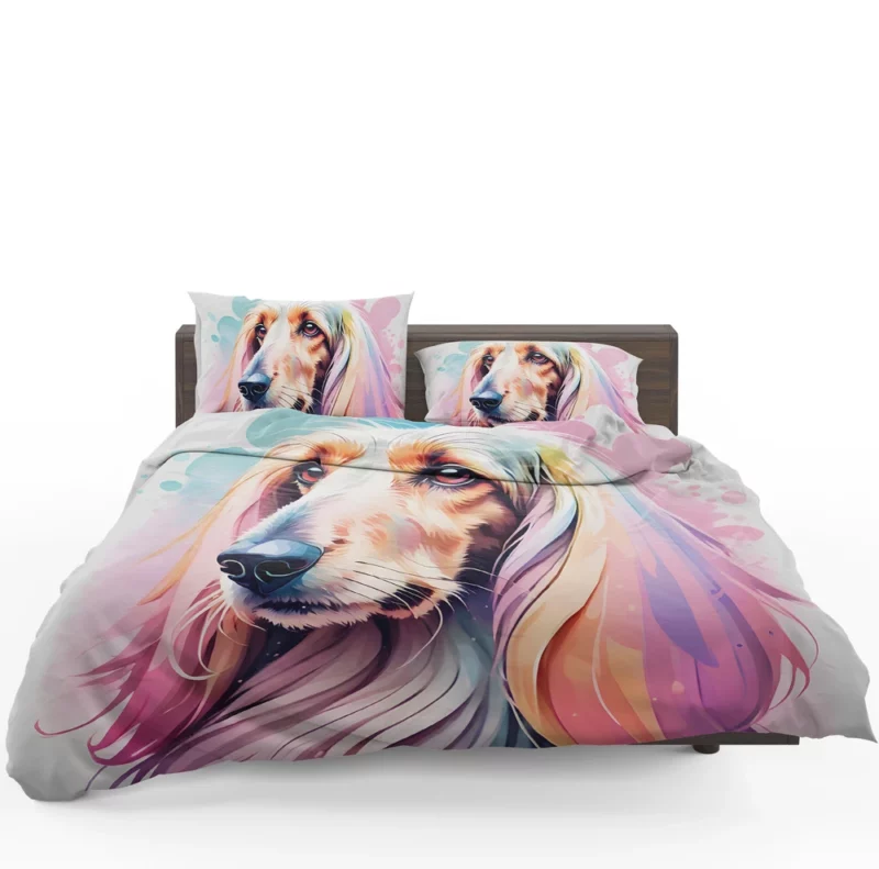 Silky-Coated Beauty Afghan Hound Dog Bedding Set 1