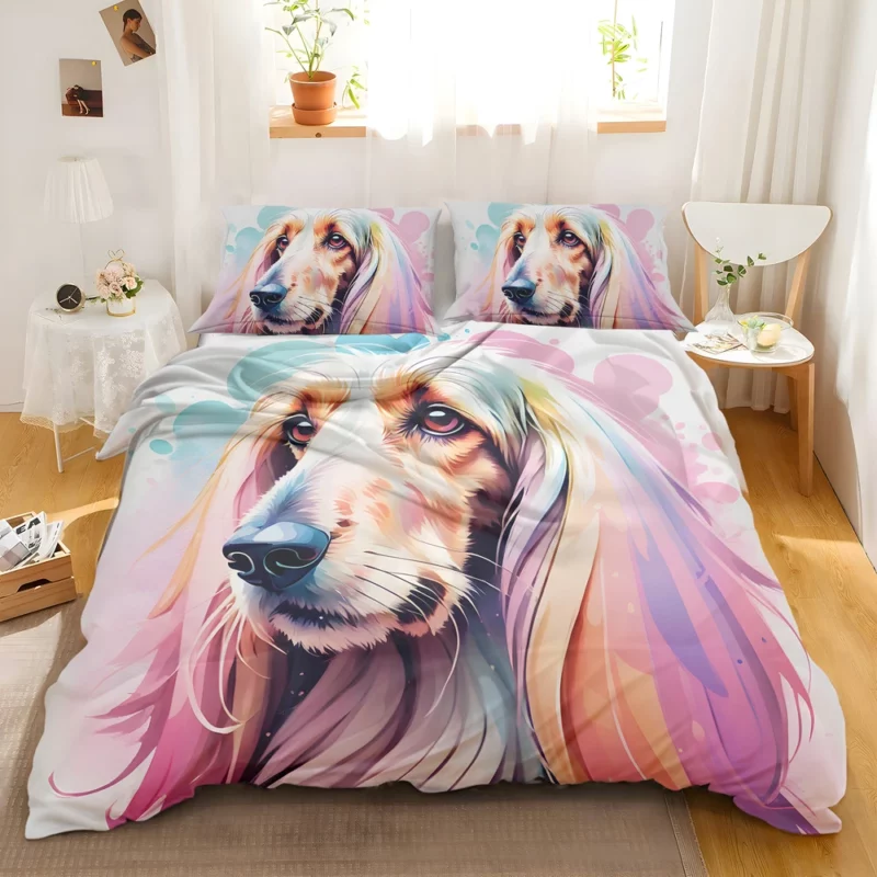 Silky-Coated Beauty Afghan Hound Dog Bedding Set 2